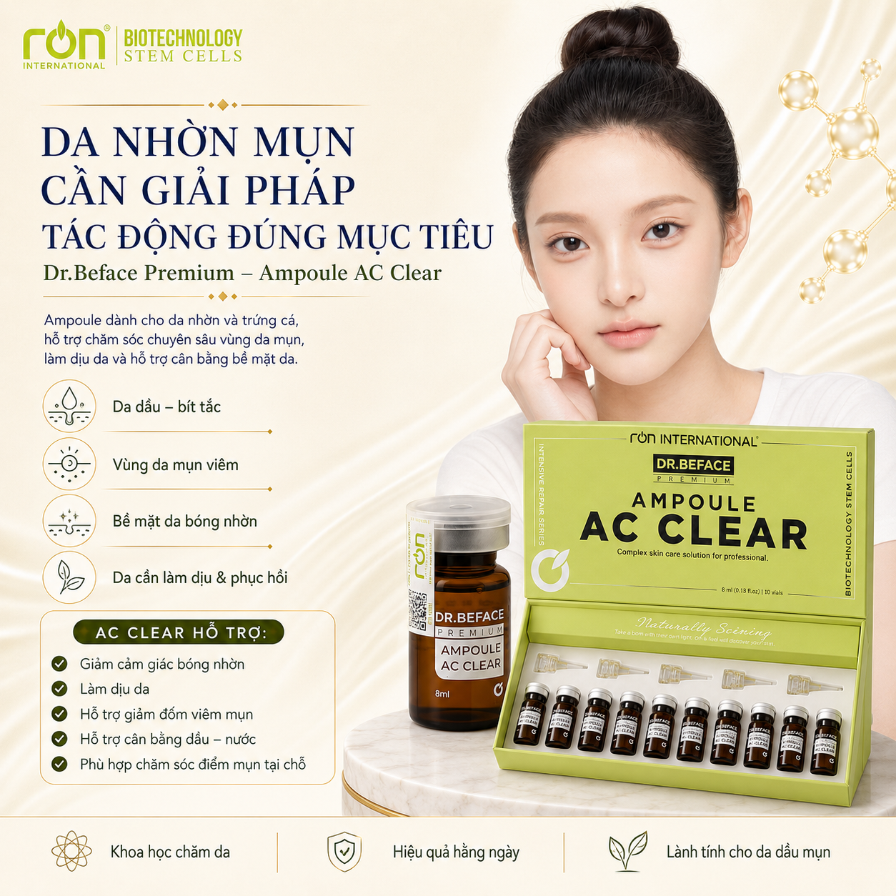 DR.BEFACE AMPOULE AC CLEAR 8ML – TINH CHẤT CHĂM SÓC DA DẦU, DA DỄ NỔI MỤN – 8ml/lọ&nbsp;